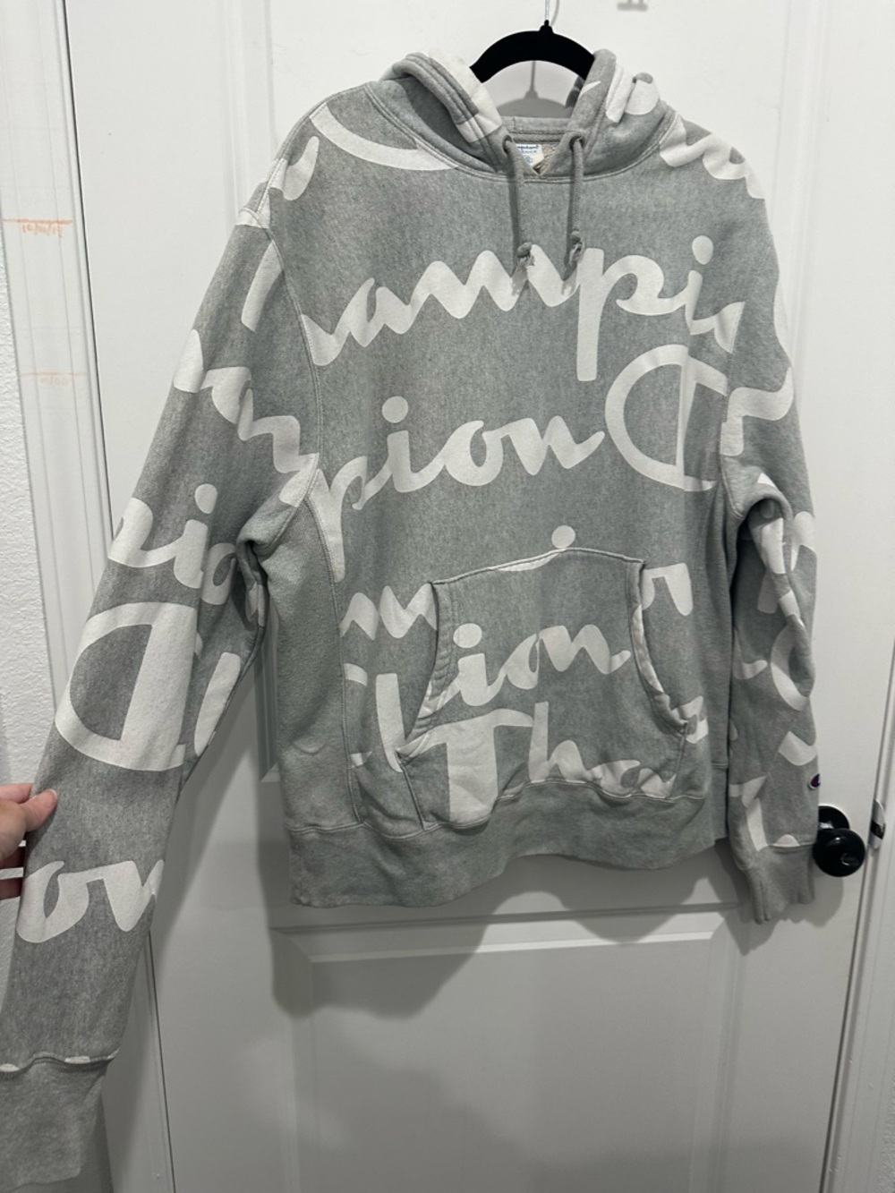 Champion Reverse Weave All Over Print Hoodie SZ L